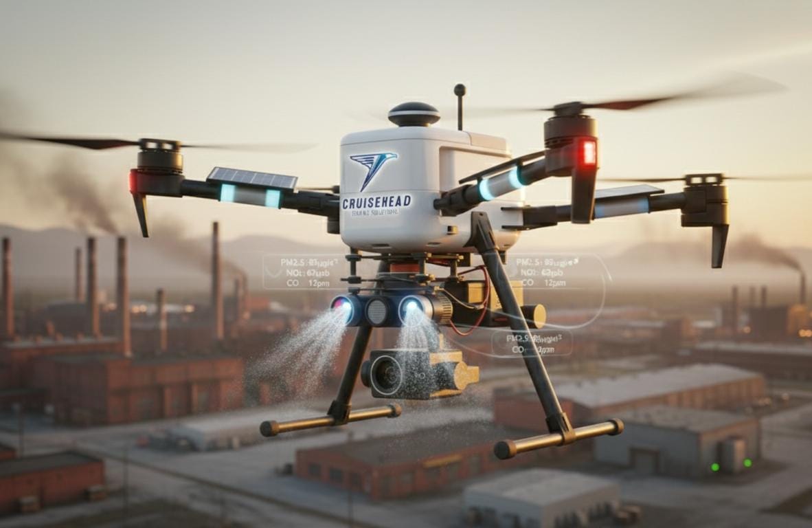 environmental monitoring drone measuring air quality using climate conditions